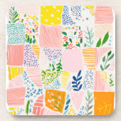 Farbenfrohe Pastell-Patchwork-Preppy Getränkeuntersetzer (Vorderseite)