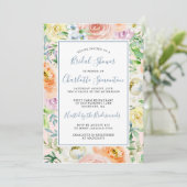 Farbenfrohe Pastell Spring Blume Brautparty Einladung (Stehend Vorderseite)