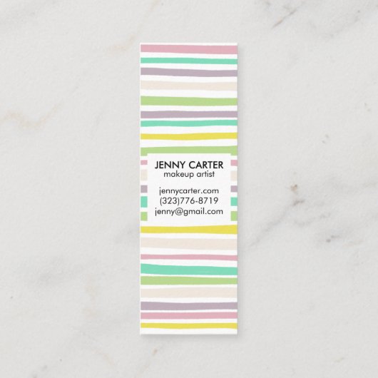 Farbenfrohe Pastell Streifen Minimalistisch Cool Mini Visitenkarte (Rückseite)