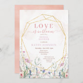 Farbenfrohe Pastell Wildblume Brautparty Einladung (Vorne/Hinten)