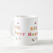 Farbenfrohe Pastelle Bee Happy Kaffeetasse (Vorderseite Links)