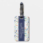 Farbenfrohe Pastelle Botanische Wasserfarben Muste Gepäckanhänger (Rückseite vertikal)