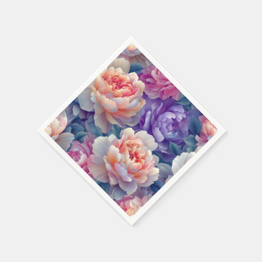 Farbenfrohe Pastelle Botanisches Muster Serviette (Ecke)