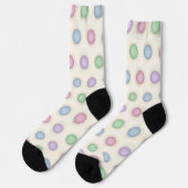 Farbenfrohe Pastelle erschütterte Polka-Punkte Socken (Linkes Detail)