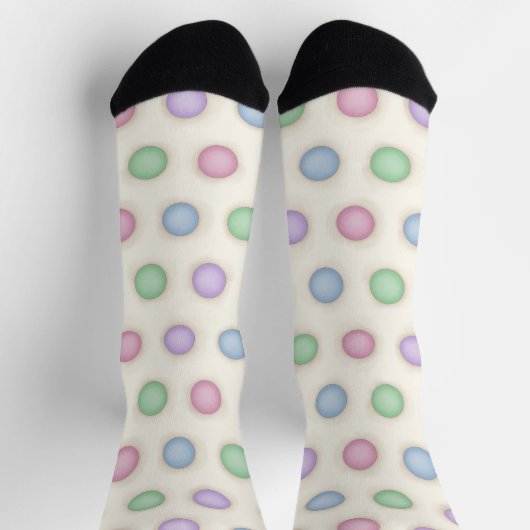 Farbenfrohe Pastelle erschütterte Polka-Punkte Socken (Oben)