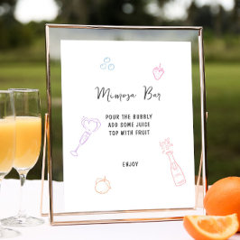 Farbenfrohe Pastelle Hand Drawn Mimosa Bar Poster