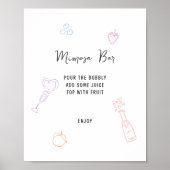 Farbenfrohe Pastelle Hand Drawn Mimosa Bar Poster (Vorne)