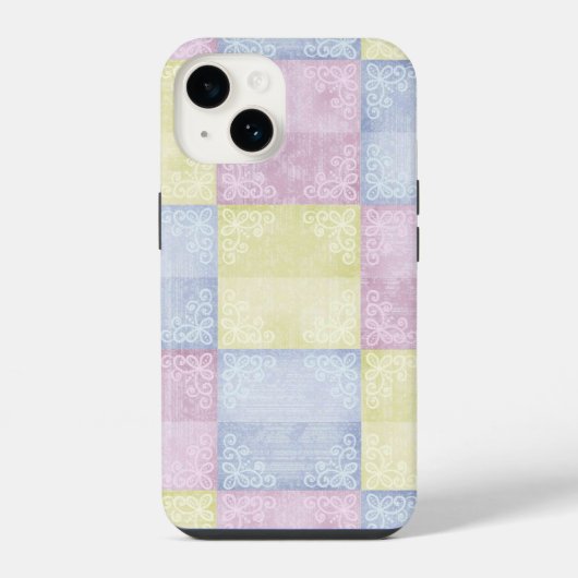 Farbenfrohe Pastelle Patchwork iPhone Hülle (Rückseite)