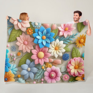 Farbenfrohe Pastelle Spring 3D Filz Florenz Kunst, Fleecedecke