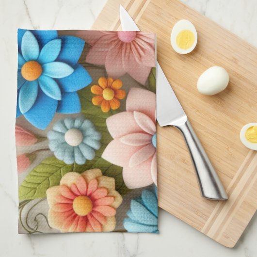 Farbenfrohe Pastelle Spring 3D Filz Florenz Kunst, Geschirrtuch (Viertel Falte)
