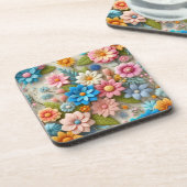 Farbenfrohe Pastelle Spring 3D Filz Florenz Kunst, Getränkeuntersetzer (Linke Seite)