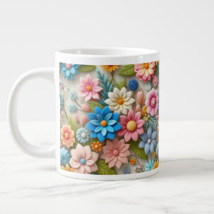 Farbenfrohe Pastelle Spring 3D Filz Florenz Kunst, Jumbo-Tasse
