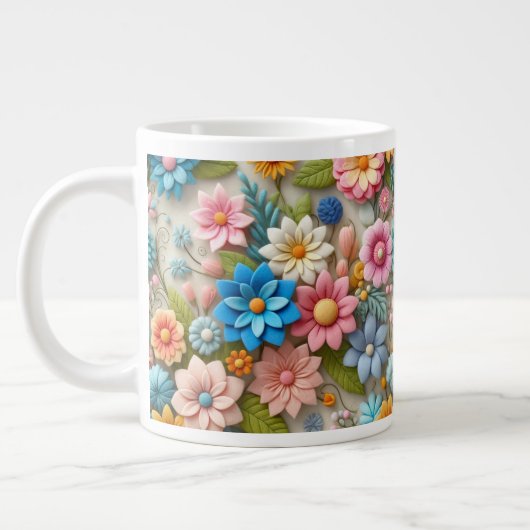 Farbenfrohe Pastelle Spring 3D Filz Florenz Kunst, Jumbo-Tasse (Links)