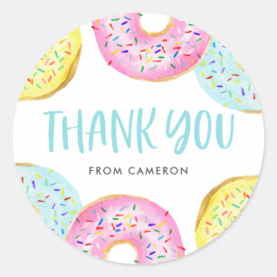 Farbenfrohe Pastelle Sprinkle Donuts Geburtstag Vi Runder Aufkleber