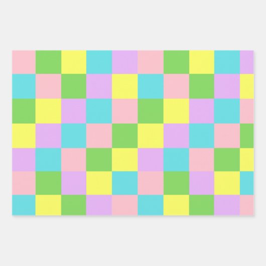 Farbenfrohe Pastelle Wavy Lines Zigzag Square Must Geschenkpapier Set (Vorderseite 2)