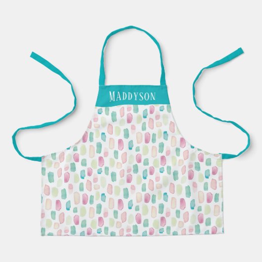 Farbenfrohe Pastellfarben Paint Stroke Pattern Dru Schürze (Vorderseite)