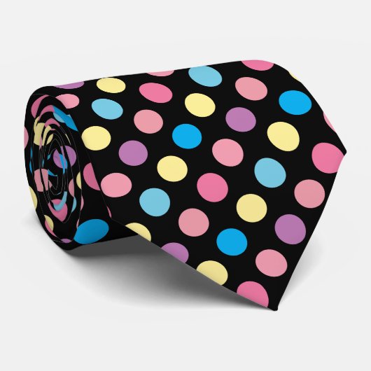Farbenfrohe Pastellfarben Polka Dots Muster Krawatte (Gerollt)