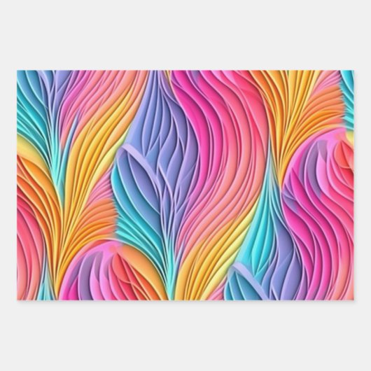 Farbenfrohe, pastellfarbene, abstrakte Designmuste Geschenkpapier Set (Vorderseite 2)