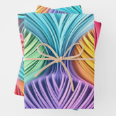 Farbenfrohe, pastellfarbene, abstrakte Designmuste Geschenkpapier Set (Beispiel)