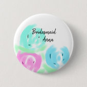 Farbenfrohe pastellfarbene Aquarellbräune Button (Vorderseite)