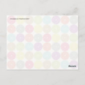 Farbenfrohe, pastellfarbene Polsterplatte Postkarte (Rückseite)