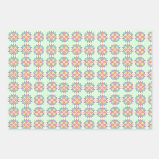 Farbenfrohe pastellfarbene rosa Blume Muster anpas Geschenkpapier Set (Vorderseite 3)
