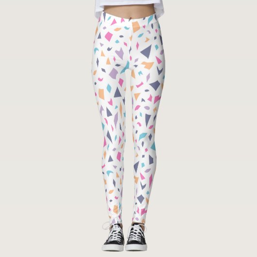Farbenfrohe Pastellform Muster Leggings (Vorderseite)