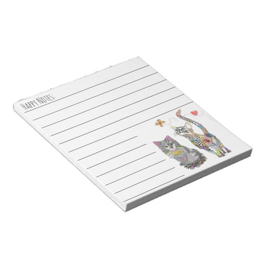 Farbenfrohe Pastellkatze und Kitten Notepad Notizblock (angewinkelt)