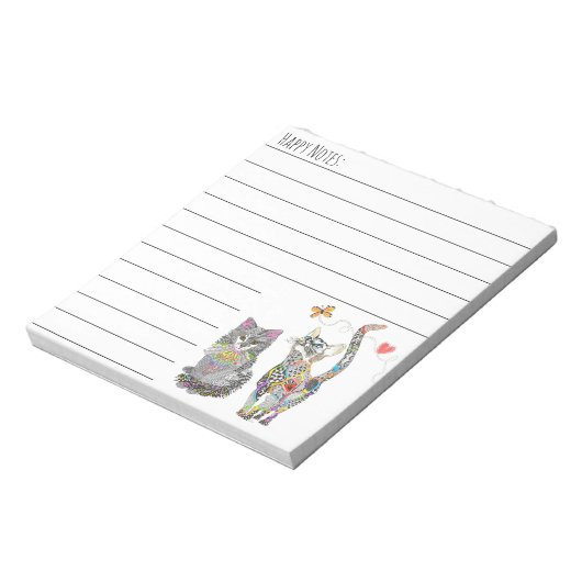 Farbenfrohe Pastellkatze und Kitten Notepad Notizblock (Rotiert)