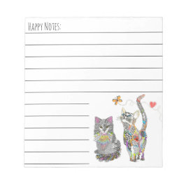 Farbenfrohe Pastellkatze und Kitten Notepad Notizblock