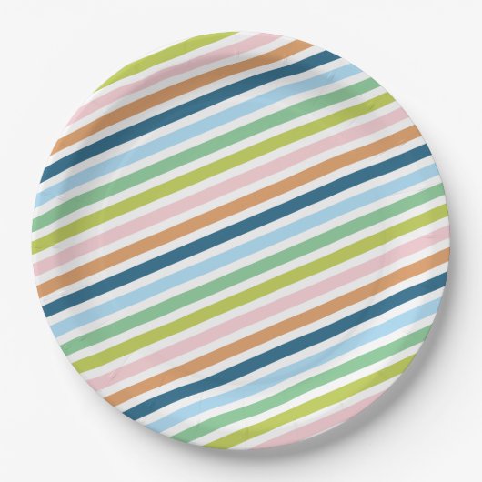 Farbenfrohe Pastellmuster Pappteller (Vorderseite)
