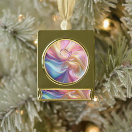 Farbenfrohe Pastellseide Banner-Ornament Gold