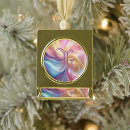 Farbenfrohe Pastellseide Banner-Ornament Gold