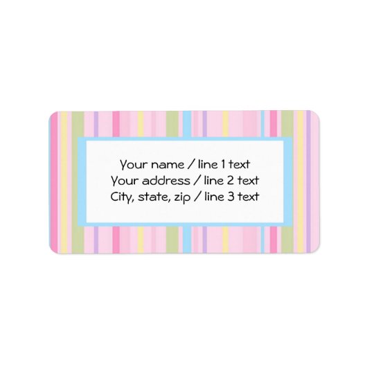 Farbenfrohe Pastellstreifen | Benutzerdefinierte A Adressaufkleber (Vorne)