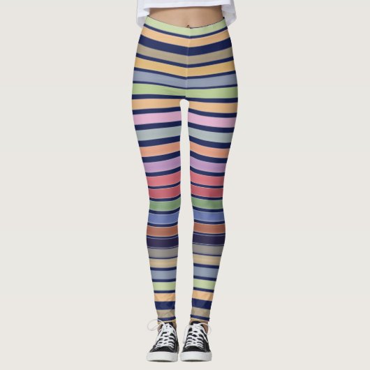 Farbenfrohe Pastellstreifen Leggings (Vorderseite)