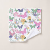 Farbenfrohe Pastelschmetterlinge Badetuch Set (Waschlappen)