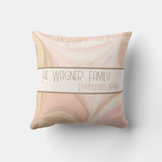 Farbenfrohe Pastete Personalisierter Name Datum In Kissen (Rückseite)