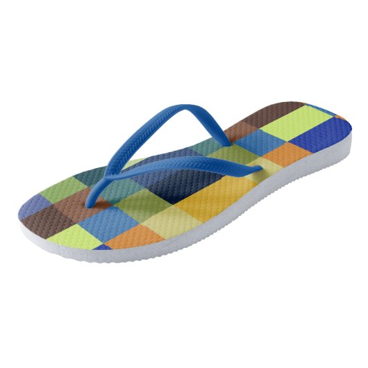 Farbenfrohe Patchwork Badesandalen (Schrägansicht)