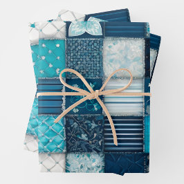 Farbenfrohe Patchwork-Blätter zum Verpacken von Pa Geschenkpapier Set