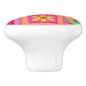 Farbenfrohe Patchwork Block Kunst Keramikknauf (Seitenansicht)