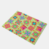 Farbenfrohe Patchwork Blöcke Linken Green Custom Fußmatte (Schrägansicht)