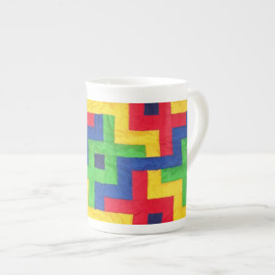 Farbenfrohe Patchwork-Design Knochen-China Kaffeem Porzellantasse