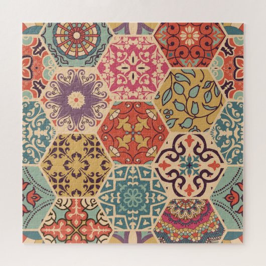 Farbenfrohe Patchwork-Fliesen Puzzle (Horizontal)