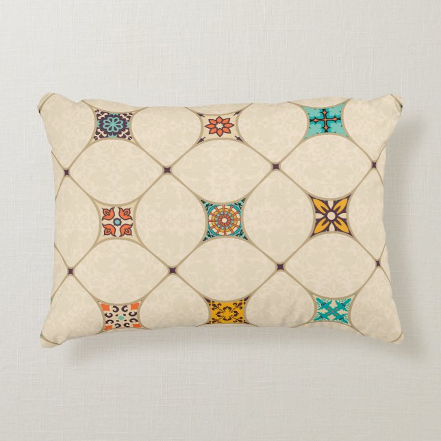 Farbenfrohe Patchwork Islam Arabisch Tile Dekokissen (Vorderseite)