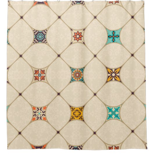 Farbenfrohe Patchwork Islam Arabisch Tile Duschvorhang (Vorderseite)