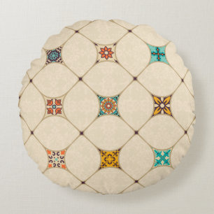 Farbenfrohe Patchwork Islam Arabisch Tile Rundes Kissen