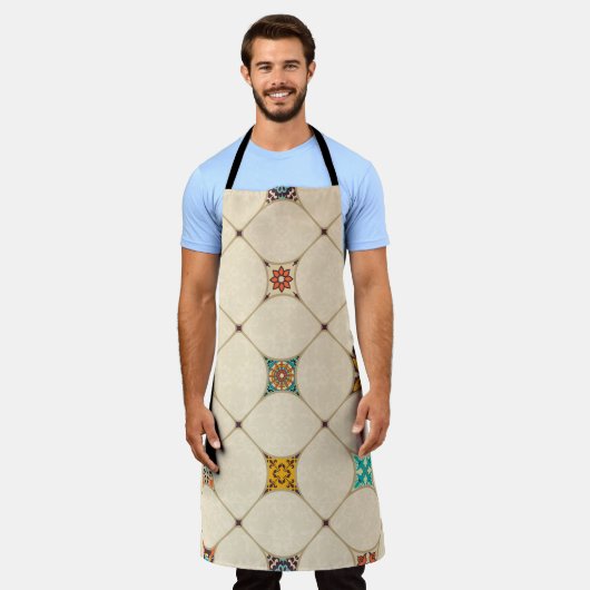 Farbenfrohe Patchwork Islam Arabisch Tile Schürze (Getragen)