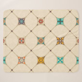 Farbenfrohe Patchwork Islam Arabisch Tile Sherpadecke (Vorderseite (Horizontal))