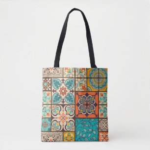 Farbenfrohe Patchwork-Islam-Majolika-Kachel Tasche