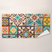 Farbenfrohe Patchwork Islam Motifs Tile Badehandtuch (Badehandtuch)